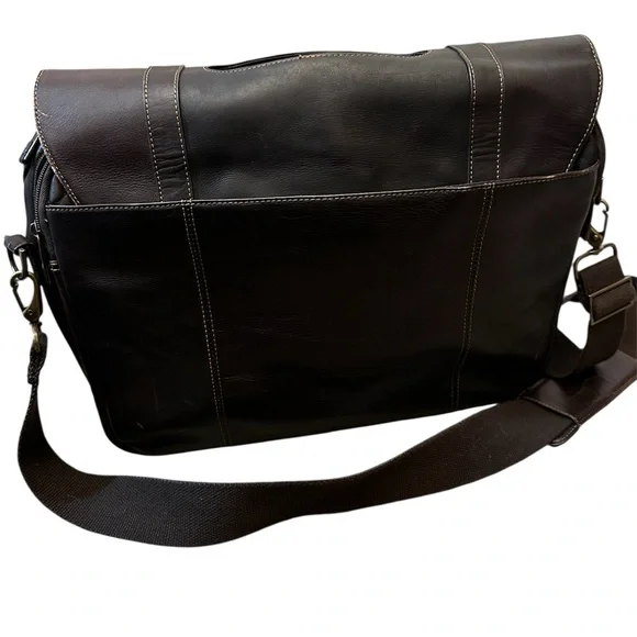 Samsonite Colombian Leather Flap-Over Messenger Laptop Bag - Picture 4 of 15